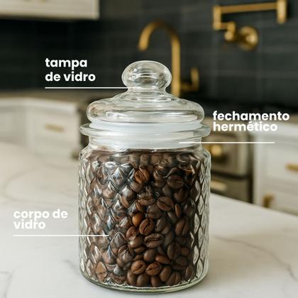 Imagem de Cj 03 pc potes vidro c/ tampa vidro casual 300ml