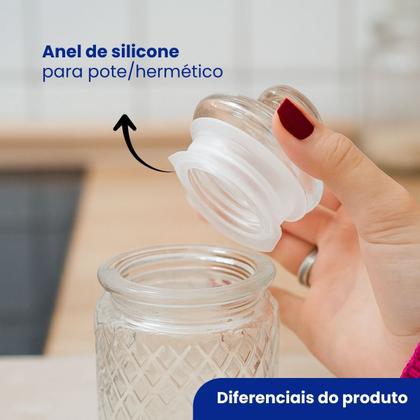 Imagem de Cj 03 pc potes vidro c/ tampa vidro casual 300ml