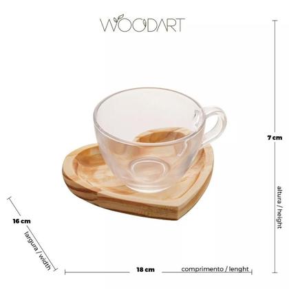 Imagem de Cj 2 Xicaras Com Pires Madeira 13467