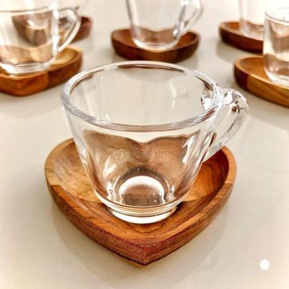 Imagem de Cj 2 Xicaras Com Pires Madeira 13467