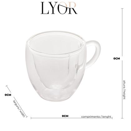 Imagem de Cj.2 Xícaras p/Café Dupla Parede Vidro Boro Silic.Heart 80ml