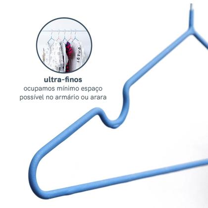 Imagem de Cj 3 cabide infantis de metal/pvc mini finesse oikos azul