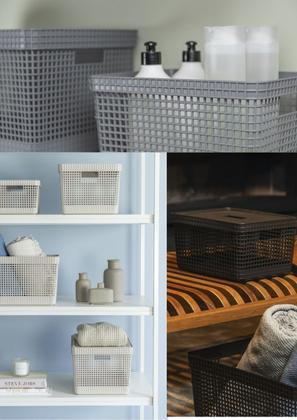 Imagem de Cj 3 Caixas Organizadoras Cestos Grid Closet Quarto Bebê