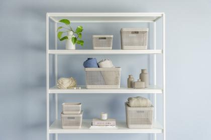 Imagem de Cj 3 Caixas Organizadoras Cestos Grid Closet Quarto Bebê