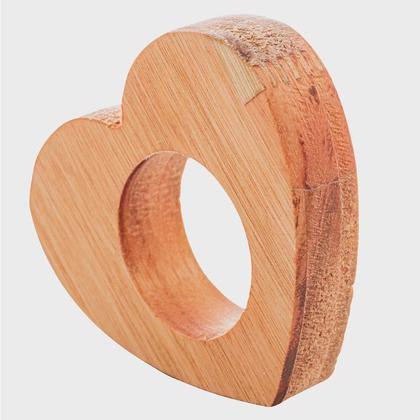 Imagem de CJ 4 Anéis p/ Guardanapo Coração em Madeira Liptus - Woodart