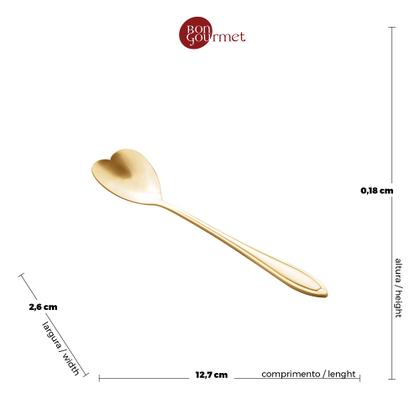 Imagem de Cj 4 Colheres Aço Inox p/ Cha Heart Dourado - Wolff