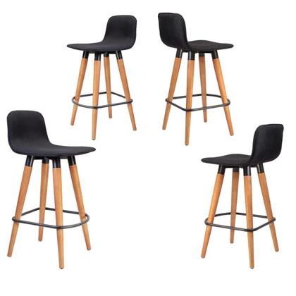 Imagem de CJ 4 Meia Banquetas Línea Apoio Pé Aço e Madeira Linho Preto