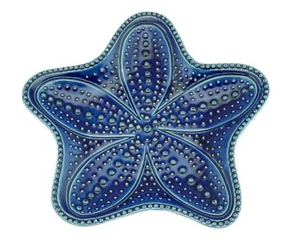 Imagem de Cj 4 Pratos Decorativos De Cerâmica Estrela Ocean Azul 21cm