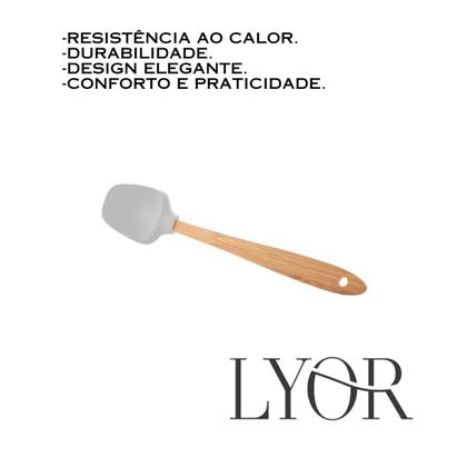 Imagem de CJ 4 Utensílios de Silicone C/Cabo em Bambu Cinza