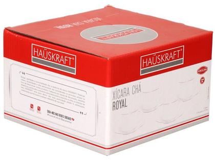 Imagem de Cj.4 Xícaras Chá c/Pires de Porcelana Royal Branco Borda Dourada 200ml
