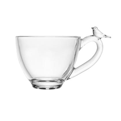 Imagem de Cj 4 xicaras de cafe de cristal ecologico com pires bird 80ml