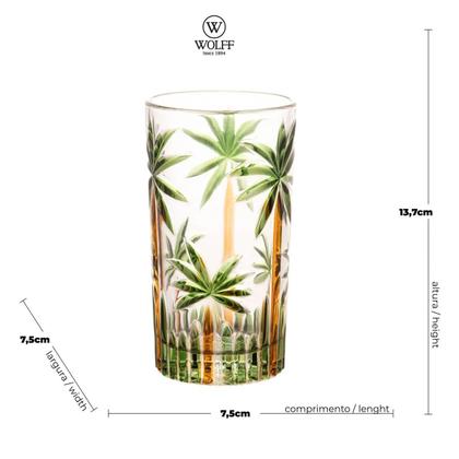 Imagem de CJ 6 COPOS ALTOS CRISTAL DE CHUMBO PALM TREE HANDPAINT 360ml - Wolff