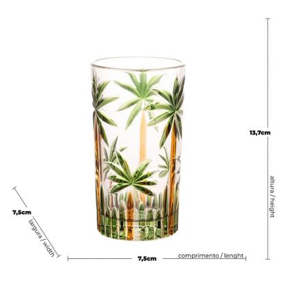 Imagem de CJ 6 Copos Altos Cristal Palm Tree Hand Paint 360ml - Wolff