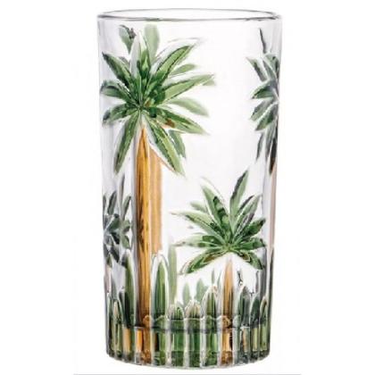 Imagem de CJ 6 Copos Altos Cristal Palm Tree Hand Paint 360ml - Wolff