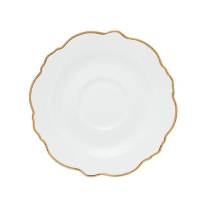 Imagem de CJ 6 XICARAS CHA PORCELANA C/PIRES MALDIVAS BRANCO C/FIO DE OURO 180ml WOLFF