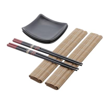 Imagem de Cj 6pc Sushi de Bambu e Cerâmica Sendai Amadeirado e Preto