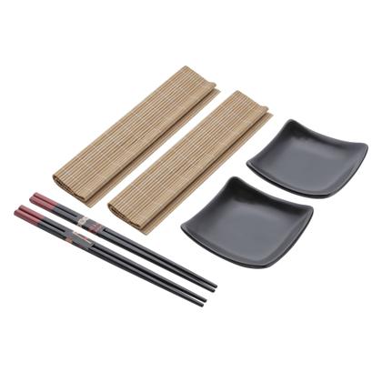 Imagem de Cj 6pc Sushi de Bambu e Cerâmica Sendai Amadeirado e Preto
