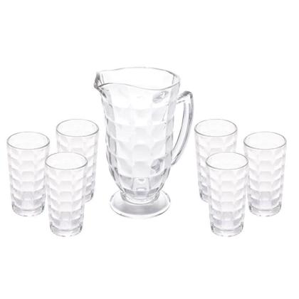 Imagem de Cj 7pc Jarra c/6 Copos de Vidro Xadrez Lyor