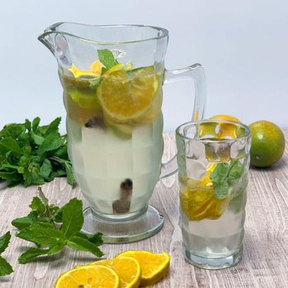 Imagem de Cj 7pc Jarra c/6 Copos de Vidro Xadrez Lyor