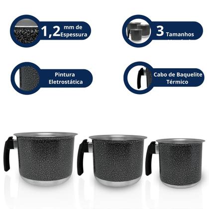 Imagem de Cj canecão 3 pçs preto craquelado