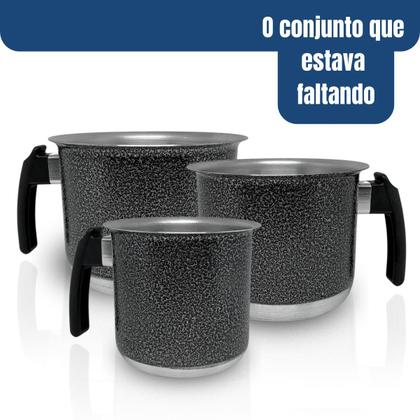 Imagem de Cj canecão 3 pçs preto craquelado