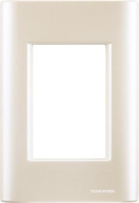 Imagem de Cj Dois Interruptor Duplo e Tomada 20A Giz Pérola Tramontina completo pronto