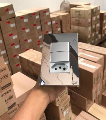 Imagem de Cj Duplo Paralelo + Tomada 10A 4X2 - Recta Espelhada Gloss