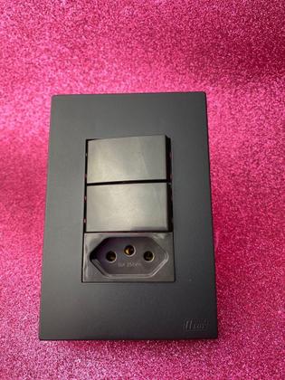 Imagem de Cj Duplo Paralelo + Tomada 10A 4X2 Recta Home Grafite Fosco