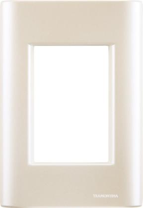 Imagem de Cj Interruptor e Tomada 10A Giz Pérola Tramontina completo pronto