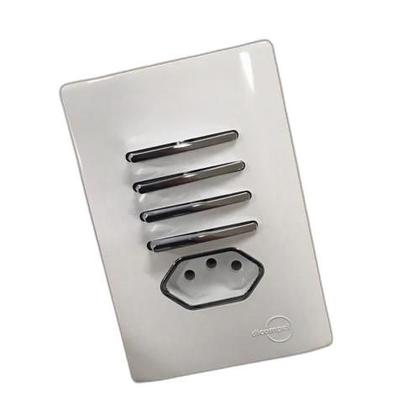 Imagem de Cj Interruptor Quadruplo Paralelo + Tomada 20A Suporte