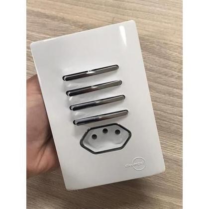 Imagem de Cj Interruptor Quadruplo Simples + Tomada 20A Suporte