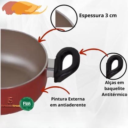 Imagem de CJ Jogo De Panelas Antiaderente 5 Pçs Premium C/Tampa Vidro Cor:Cereja