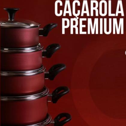 Imagem de CJ Jogo De Panelas Antiaderente 5 Pçs Premium C/Tampa Vidro Cor:Cereja