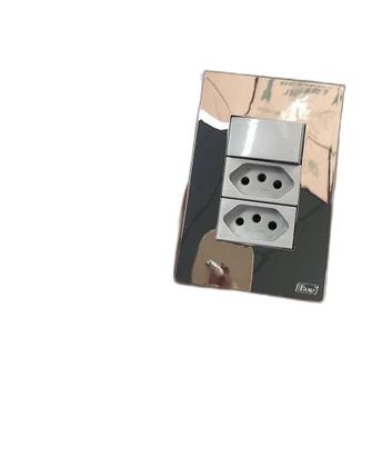 Imagem de Cj Paralelo + 2 Tomadas 10A 4X2 Recta Espelhada Prata Gloss