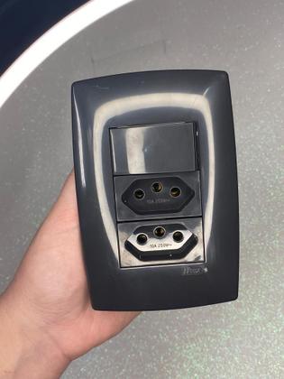 Imagem de Cj Paralelo + Tomada Dupla 10A 4X2 - Blux Home Grafite