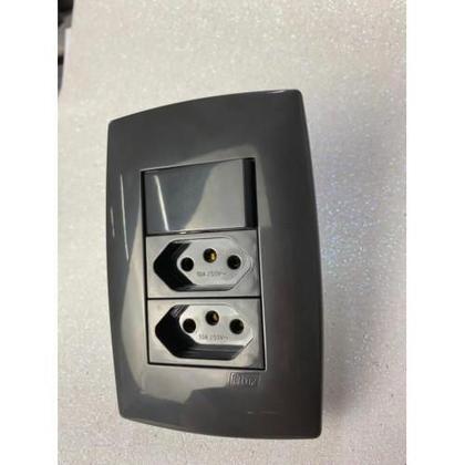 Imagem de Cj Paralelo + Tomada Dupla 10A 4X2 - Blux Home Grafite