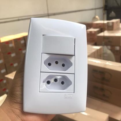 Imagem de Cj Paralelo + Tomada Dupla 20A 4X2 - Blux Home Branco