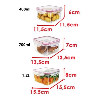 Imagem de Cj. Pote Hermético Quadrado 3 Pçs. Azul Euro Home Azul