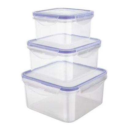 Imagem de Cj. Pote Hermético Quadrado 3 Pçs. Azul Euro Home Azul