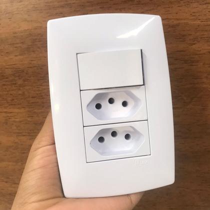 Imagem de Cj Simples + Tomada Dupla 10A - 4X2 Blux Home Branco