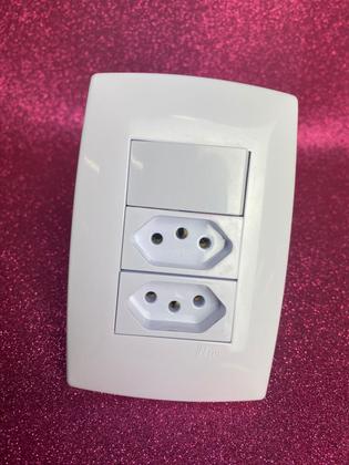 Imagem de Cj Simples + Tomada Dupla 10A - 4X2 Blux Home Branco