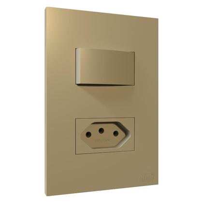 Imagem de Cj Tomada 10A 20A Interruptor Simples Paralelo Conjunto 4x2 Blux Recta Areia Fosco + Fácil Instalação Tomada Areia Nude Bege Fosco