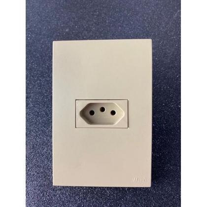 Imagem de Cj Tomada 10A 20A Interruptor Simples Paralelo Conjunto 4x2 Blux Recta Areia Fosco + Fácil Instalação Tomada Areia Nude Bege Fosco