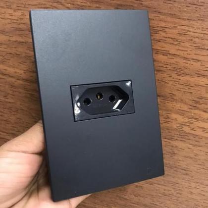 Imagem de Cj Tomada 10A Hor. 4X2 - Recta Home Grafite Satin Fosco