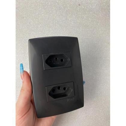 Imagem de Cj Tomada Dupla 10A 4X2 - Blux Home Grafite - Bhm10459-0Gf