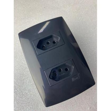 Imagem de Cj Tomada Dupla 10A 4X2 - Blux Home Grafite - Bhm10459-0Gf