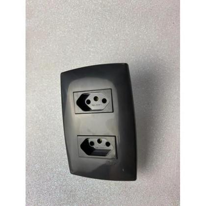 Imagem de Cj Tomada Dupla 10A 4X2 - Blux Home Grafite - Bhm10459-0Gf