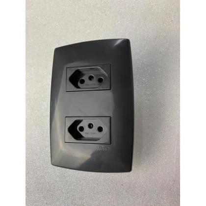 Imagem de Cj Tomada Dupla 10A 4X2 - Blux Home Grafite - Bhm10459-0Gf