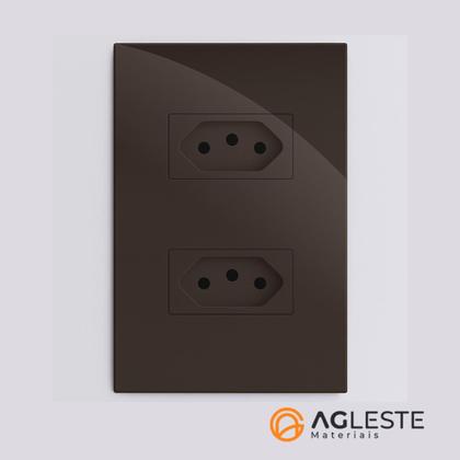 Imagem de Cj tomada dupla 20a recta chocolate gloss brilhante