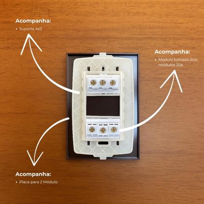 Imagem de Cj tomada dupla 20a recta chocolate gloss brilhante